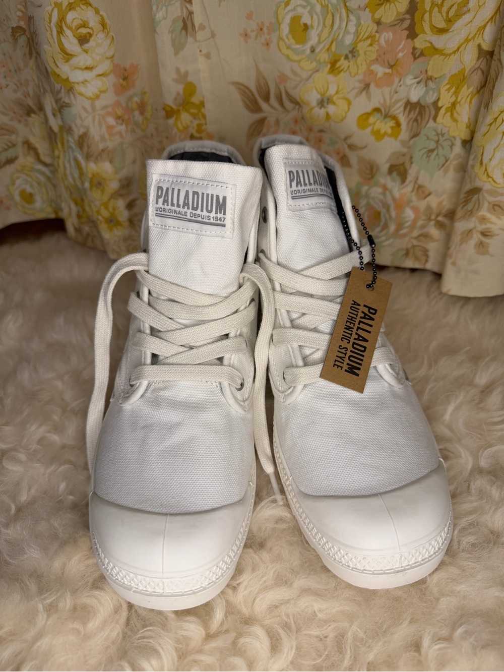 Palladium Cream/Off-White Canvas High-Top Sneakers